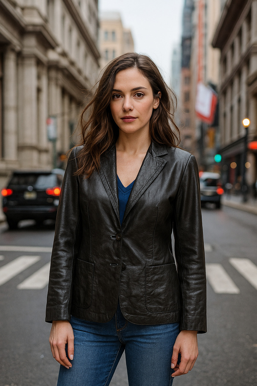 Banana Republic womens black distressed leather jacket blazer pockets size 2